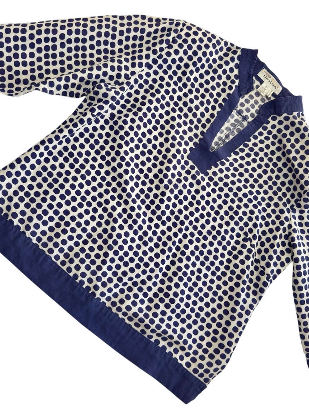 Lino USA Navy Linen Blend 2 Piece Blouse Pant Set Size Medium Summer Vacation - Picture 4 of 16